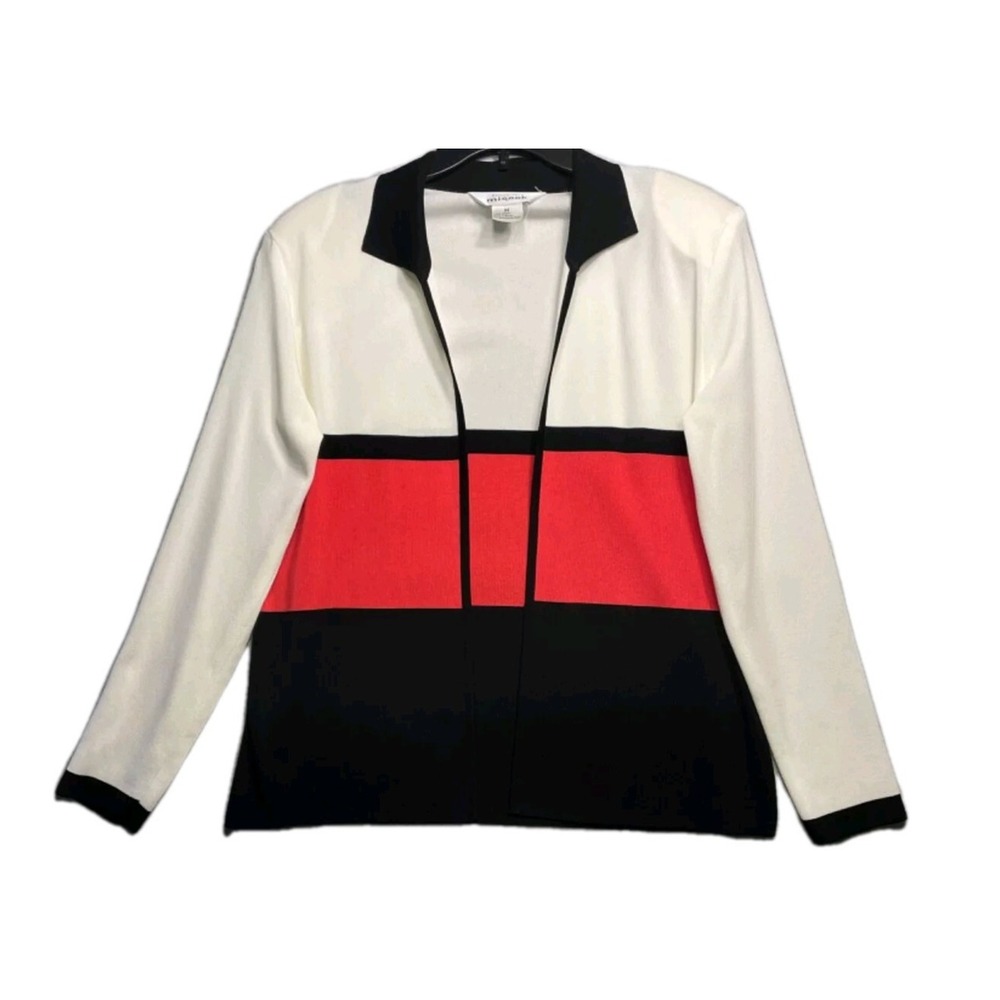 Exclusively Misook‎ Cardigan Open Front Womens Medium Colorblock Church Wear